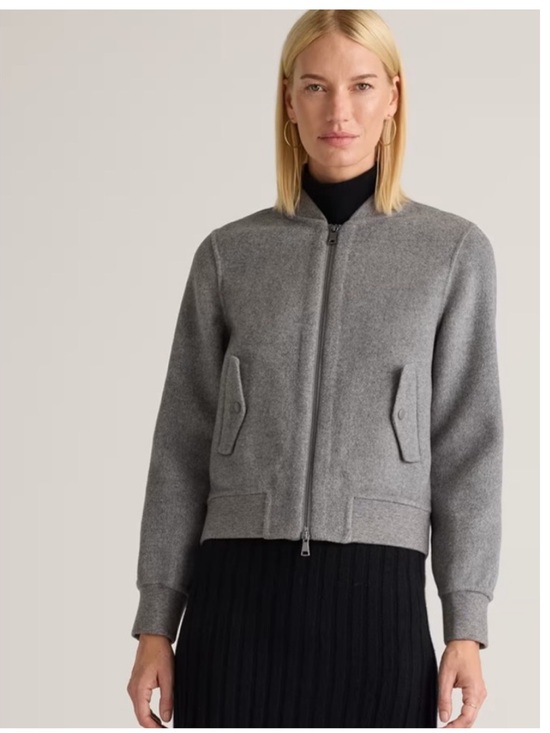 Quince Jackets & Blazers - Quince Double-Faced Merino Wool Bomber Jacket Heather Gray Outerwear XL